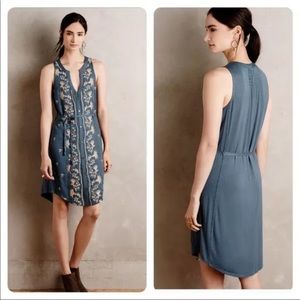 Anthropologie Embroidered Sleeveless Dress